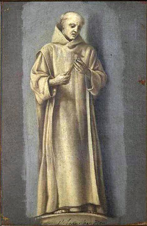 Christian Figures, St John of God Standing and Meditating on a Crucifix, vintage artwork by Laurent de La Hyre, 12x8" (A4) Poster