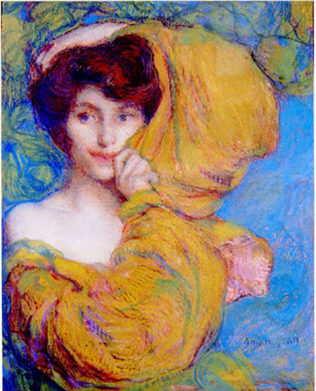 Young Woman with a Yellow Scarf by Edmond-Franaois Aman-Jean,A3(16x12")Poster