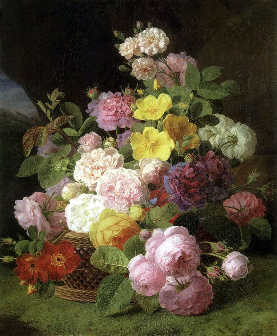 Bouquet of Flowers in a Basket, vintage artwork by Jan Frans van Dael, 12x8" (A4) Poster