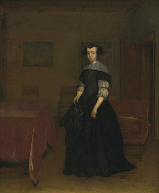 Portrait of a Lady in an Interior, vintage artwork by Gerard ter Borch, 12x8" (A4) Poster