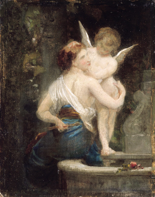 Cupid Asking his Weapons (study), vintage artwork by William Bouguereau, 12x8" (A4) Poster