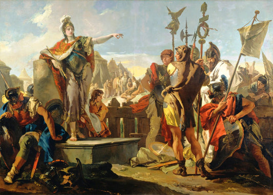 Queen Zenobia Addressing Her Soldiers, vintage artwork by Giovanni Battista Tiepolo, 12x8" (A4) Poster