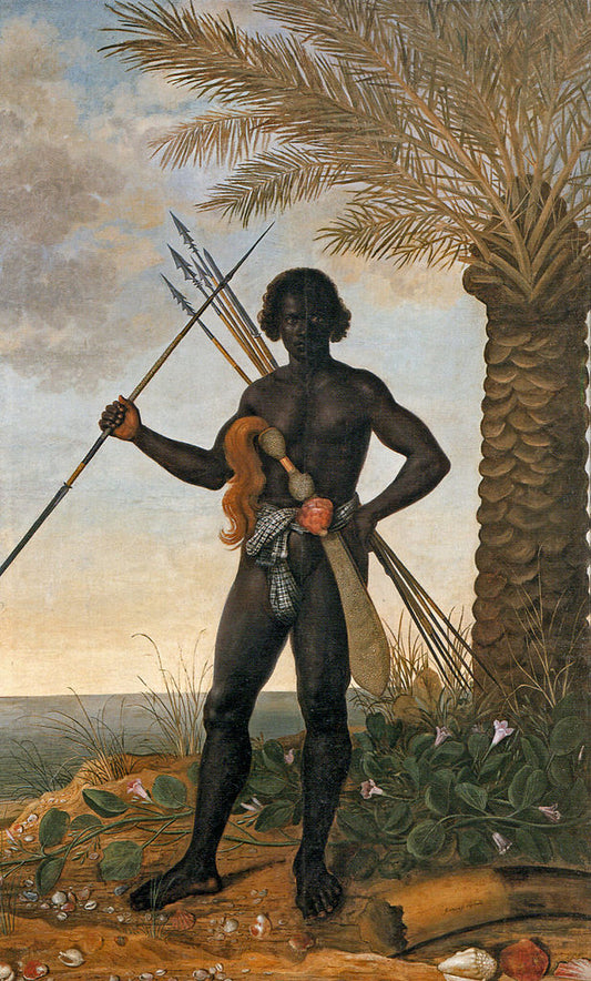 African warrior at the time of Ganga Zumba, leader of the Quilombo of Palmares, vintage artwork by Albert Eckhout, 12x8" (A4) Poster