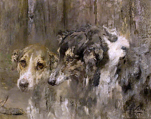 Heads of Two Dogs, vintage artwork by Sir George Pirie, 12x8" (A4) Poster