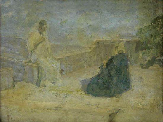 Christ and Nicodemus (Early Study) by Henry Ossawa Tanner,A3(16x12")Poster