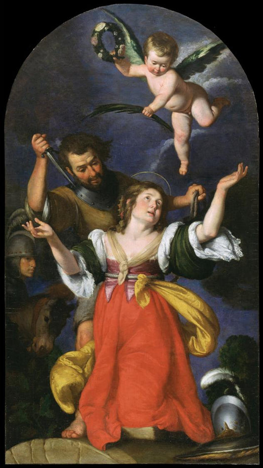 The Martyrdom of Saint Justina, vintage artwork by Bernardo Strozzi, 12x8" (A4) Poster