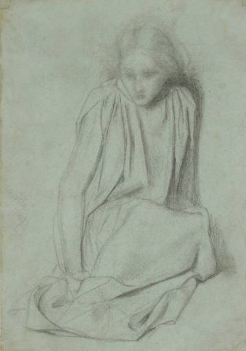 Ecce Ancilla Domini! - study, vintage artwork by Dante Gabriel Rossetti, 12x8" (A4) Poster