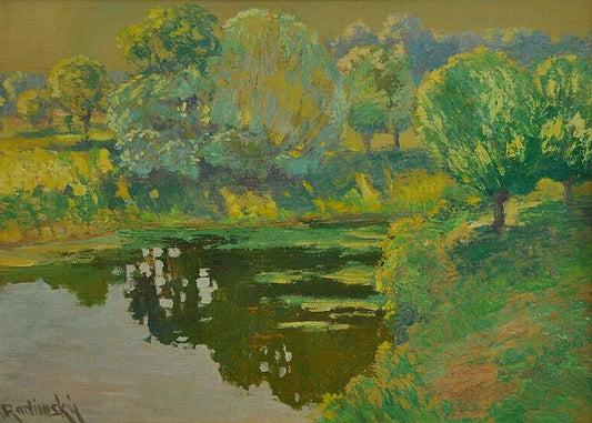 Morning on the River - Spring, vintage artwork by Václav Radimský, 12x8" (A4) Poster