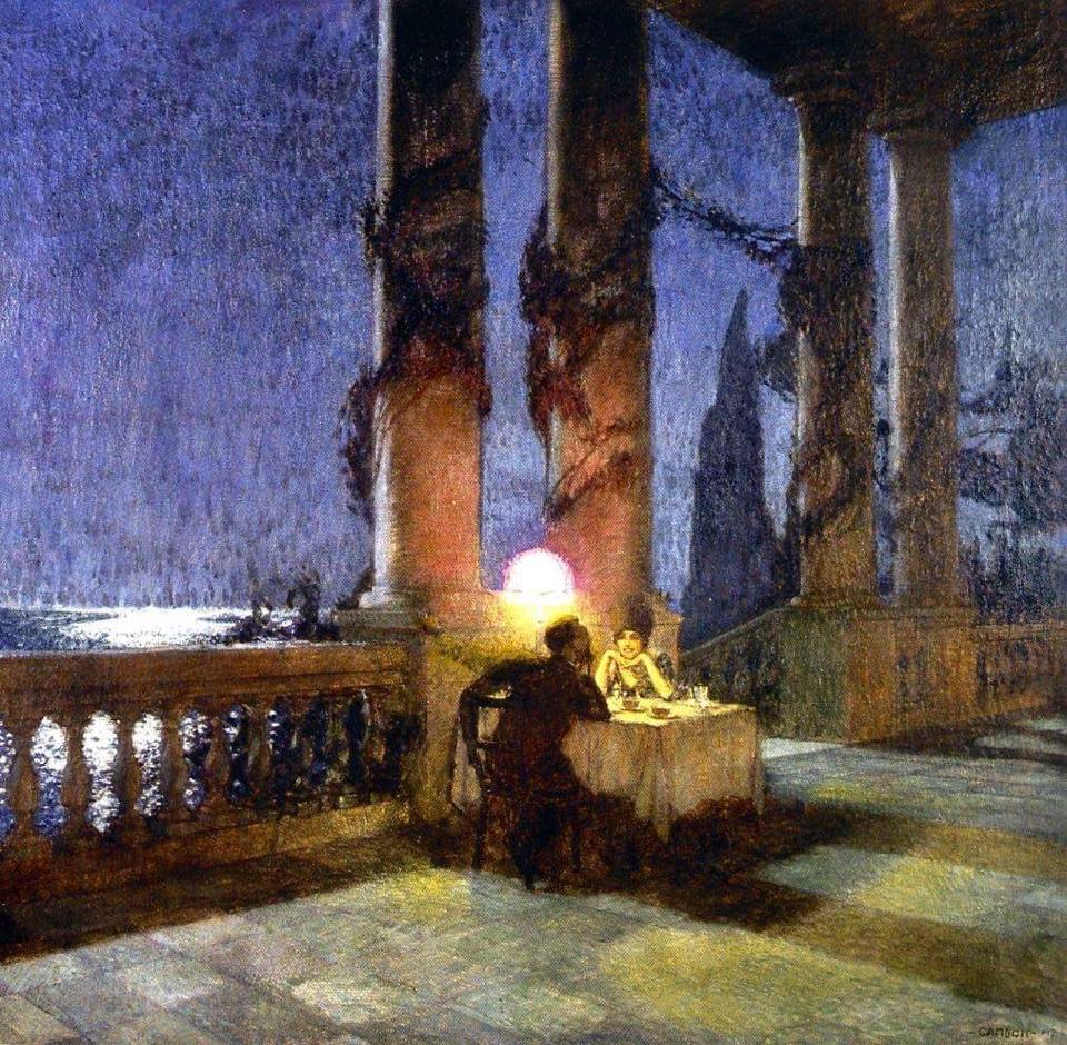 Al chiaro di luna, vintage artwork by Glauco Cambon, 12x8" (A4) Poster