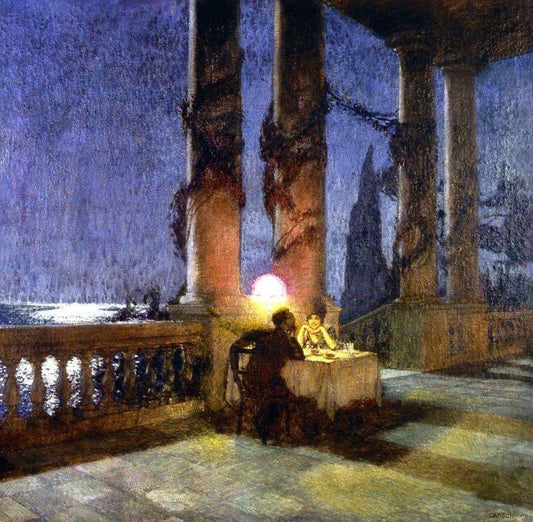 Al chiaro di luna, vintage artwork by Glauco Cambon, 12x8" (A4) Poster