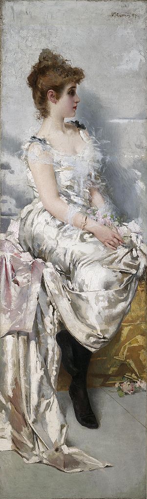 ne donna in abito binaco con fiori by Vittorio Matteo Corcos,A3(16x12")Poster
