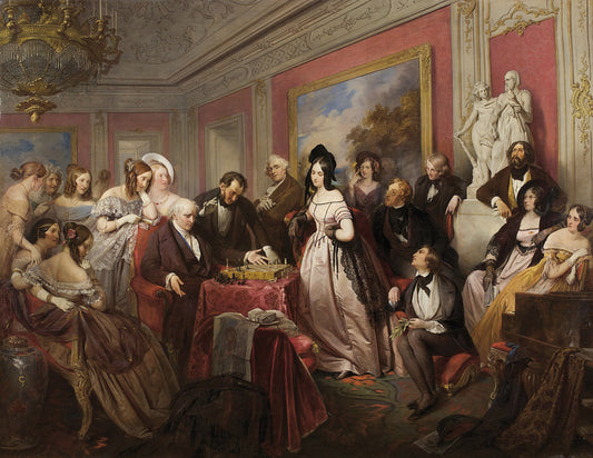 The Chess Game, vintage artwork by Josef Franz Danhauser, A3 (16x12") Poster Print