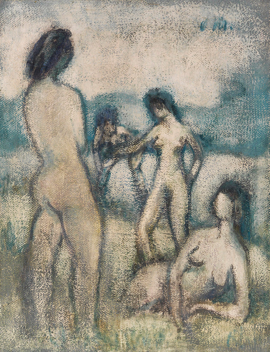 Four Bathers, vintage artwork by Otto Mueller, 12x8" (A4) Poster
