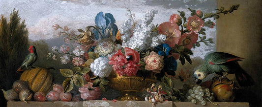 Still-Life of Flowers, vintage artwork by Jakob Bogdány, 12x8" (A4) Poster