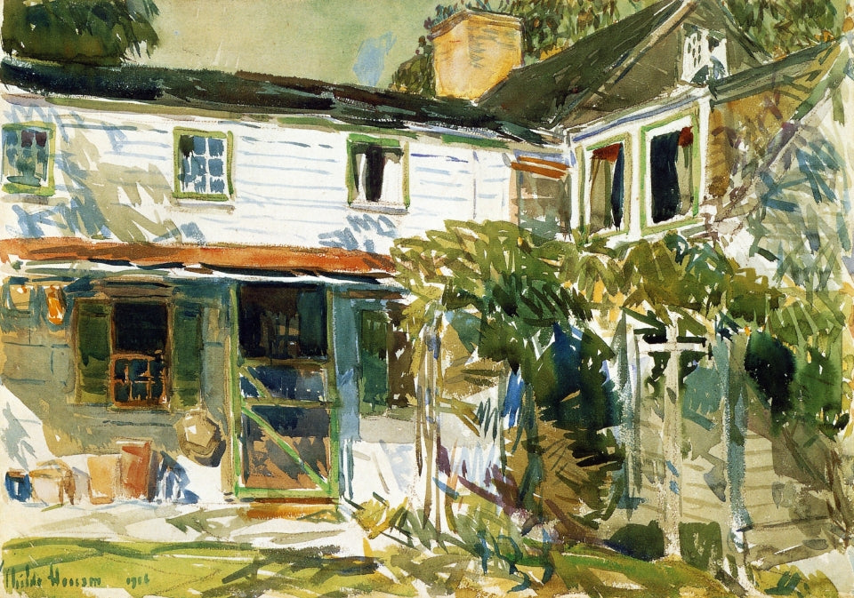 Back of the Old House, vintage artwork by Childe Hassam, 12x8" (A4) Poster