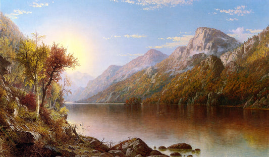 Eagle Cliff from Profile Lake, vintage artwork by George W. Waters, 12x8" (A4) Poster