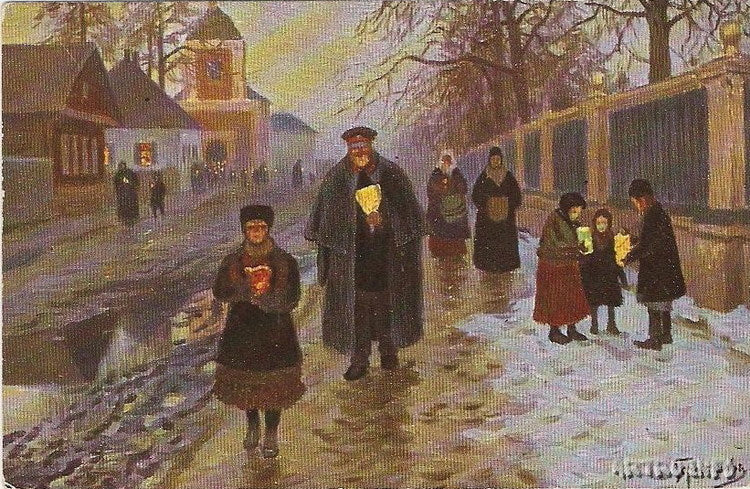 Easter Morning, vintage artwork by Mikhail Germashev, 12x8" (A4) Poster