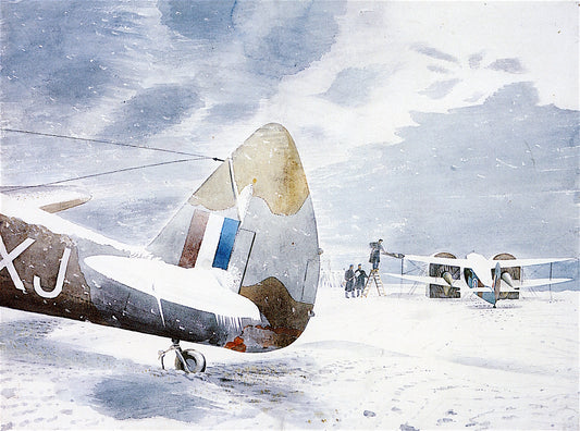De-icing Aircraft, vintage artwork by Eric Ravilious, 12x8" (A4) Poster