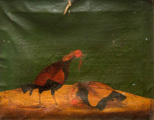 Cockfighting (one cock kills the other), vintage artwork by Attributed to Henry Thomas Alken, 12x8" (A4) Poster