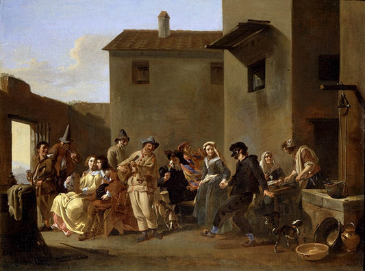 Dance in a Trattoria, vintage artwork by Jan Miel, 12x8" (A4) Poster