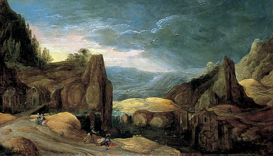 Landscape with Minerva Expelling Mars to Protect Peace and Plenty, vintage artwork by Frans Francken the Younger, 12x8" (A4) Poster