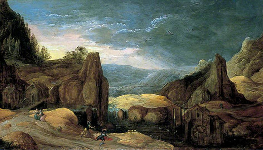 Landscape with Minerva Expelling Mars to Protect Peace and Plenty, vintage artwork by Frans Francken the Younger, 12x8" (A4) Poster