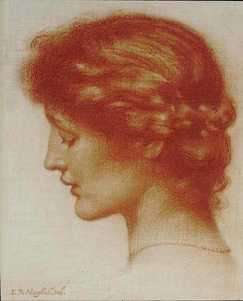 Portrait of Rosalind, vintage artwork by Edward Robert Hughes, 12x8" (A4) Poster