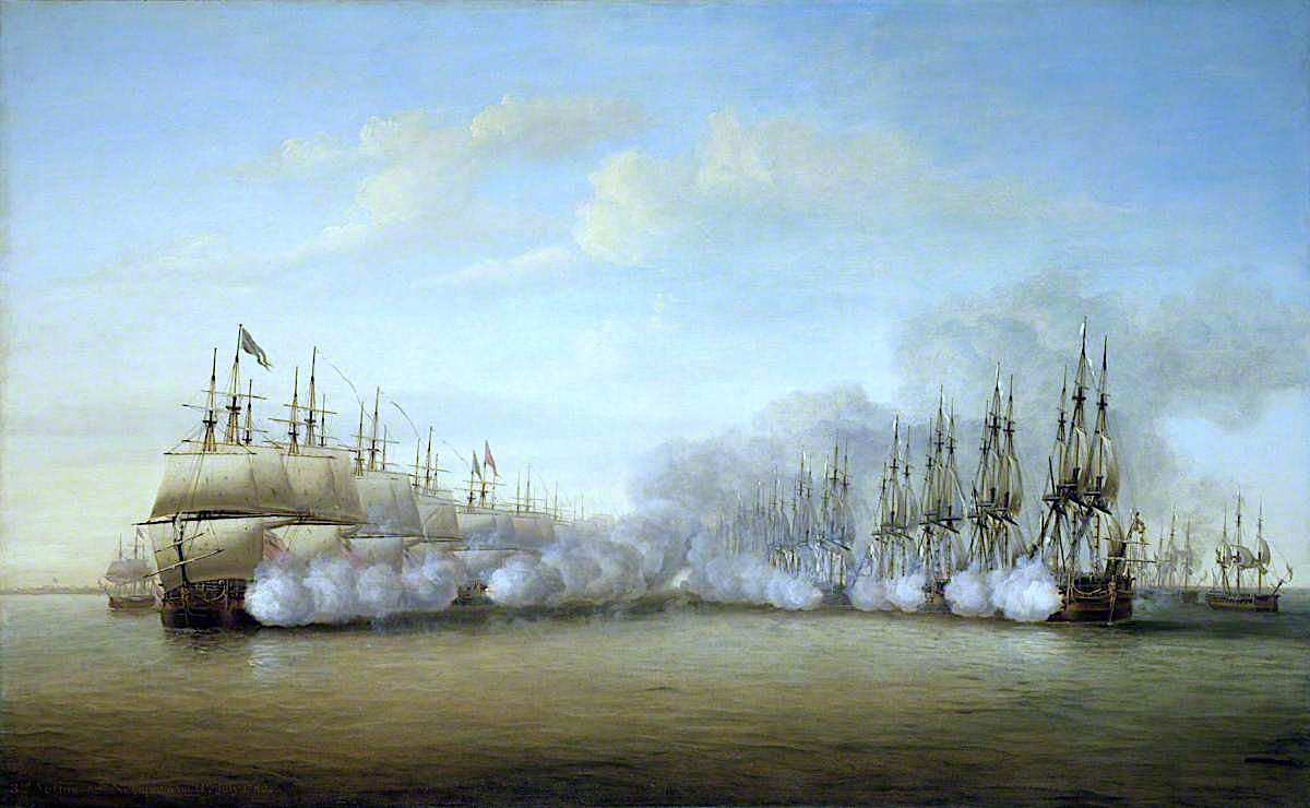 Battle of Negapatam, 6 July 1782, vintage artwork by Dominic Serres, 12x8" (A4) Poster
