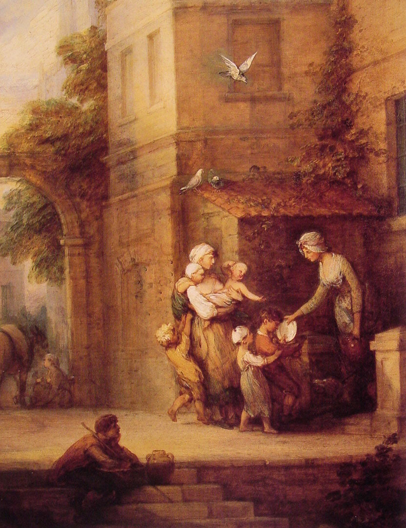 Charity relieving Distress, vintage artwork by Thomas Gainsborough, 12x8" (A4) Poster