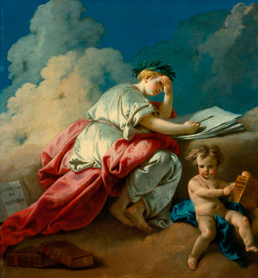An Allegory of Poetry, vintage artwork by Auger Lucas, 12x8" (A4) Poster