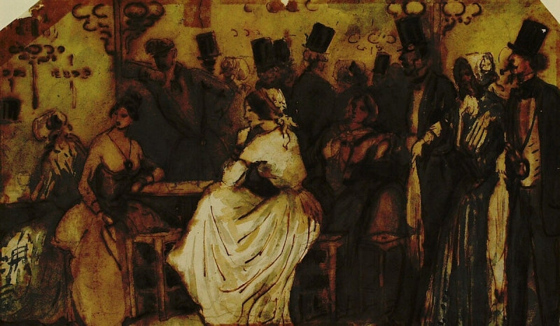 Au cafe, vintage artwork by Constantin Guys, A3 (16x12") Poster Print