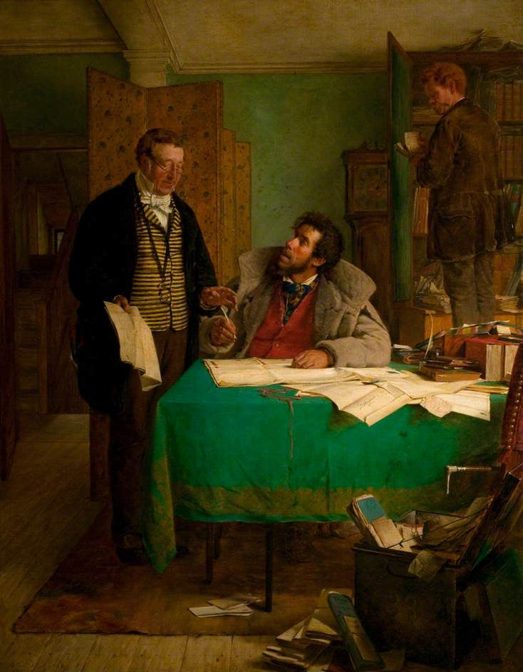 Signing the New Lease, vintage artwork by Erskine Nicol, 12x8" (A4) Poster