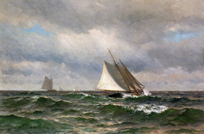 Sailing on a Summer Day, vintage artwork by Mauritz F. H. De Haas, 12x8" (A4) Poster