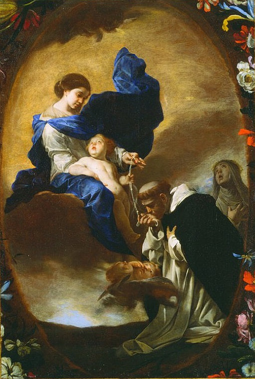 The Vision of Saint Dominic, vintage artwork by Bernardo Cavallino, 12x8" (A4) Poster