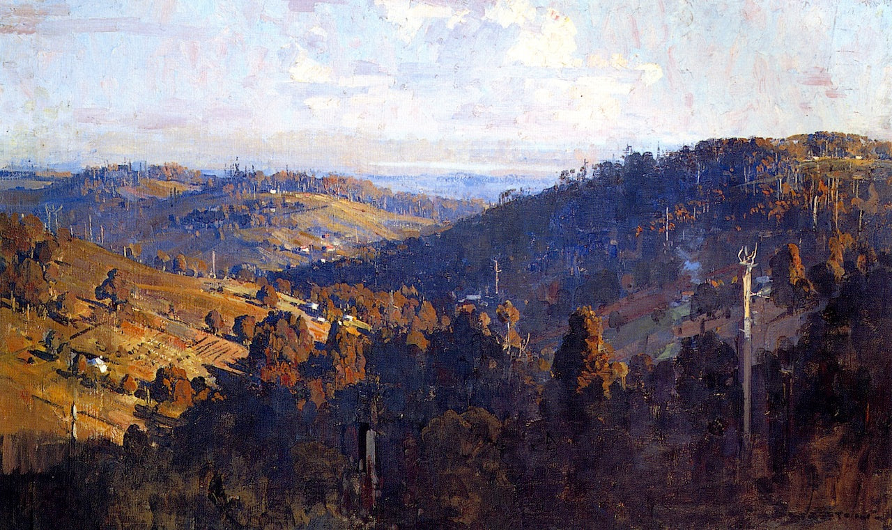 lley from Olinda Top, vintage artwork by Sir Arthur Streeton, 12x8" (A4) Poster