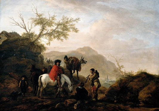 Scene on a Rocky Road, vintage artwork by Philips Wouwerman, 12x8" (A4) Poster