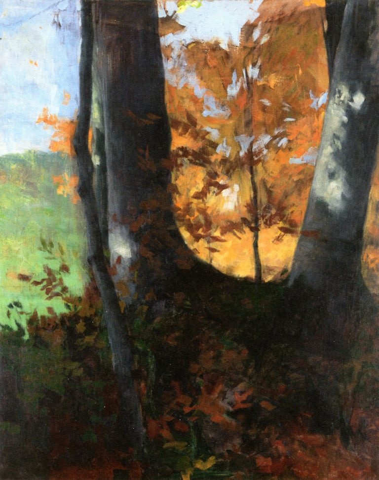 Beeches at the Edge of the Forest, vintage artwork by Hans Emmenegger, 12x8" (A4) Poster