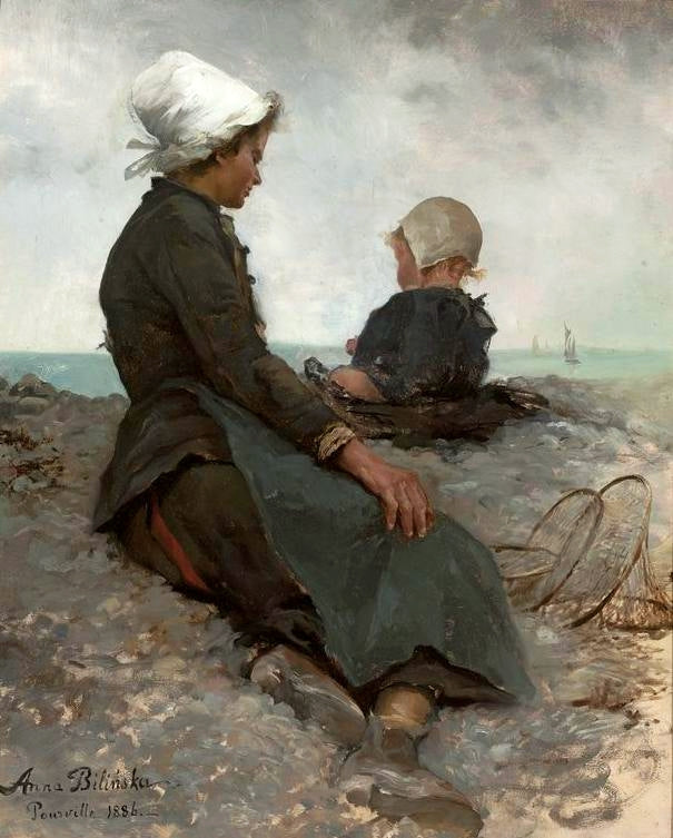 At the Seashore, vintage artwork by Anna Bilinska-Bohdanowicz, 12x8" (A4) Poster