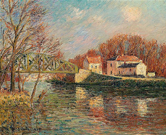 The Bridge at Auvers on the Oise, vintage artwork by Gustave Loiseau, 12x8" (A4) Poster