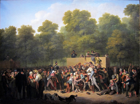 Distribution de vin et de comestibles aux Champs-Elysees, vintage artwork by Louis-Leopold Boilly, 12x8" (A4) Poster
