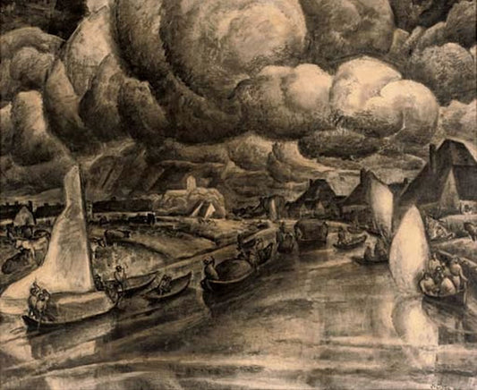 North Holland Canal near Koedijk, vintage artwork by Leo Gestel, 12x8" (A4) Poster