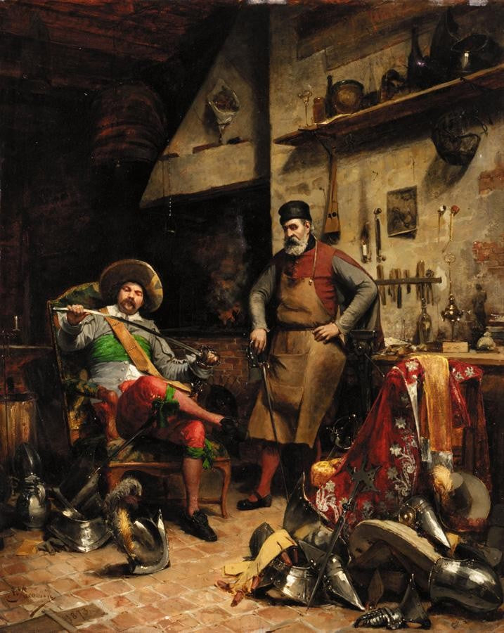 A Fine Blade, vintage artwork by Alfred-Louis Vigny Jacomin, 12x8" (A4) Poster