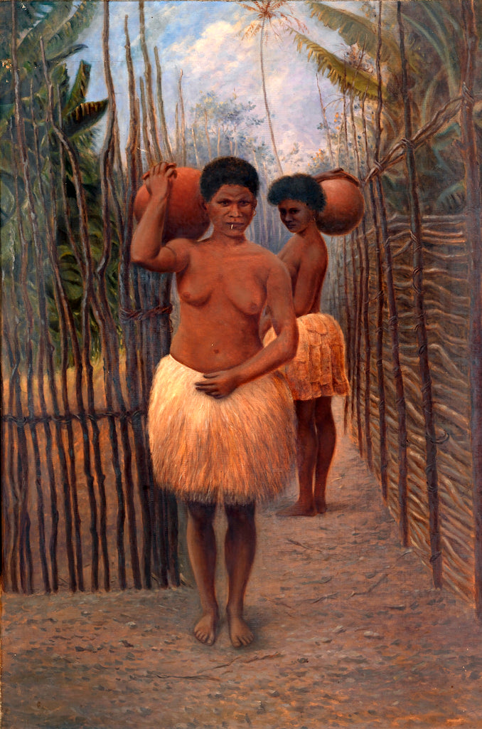 Papuan Women, vintage artwork by Antonio Zeno Shindler, 12x8" (A4) Poster