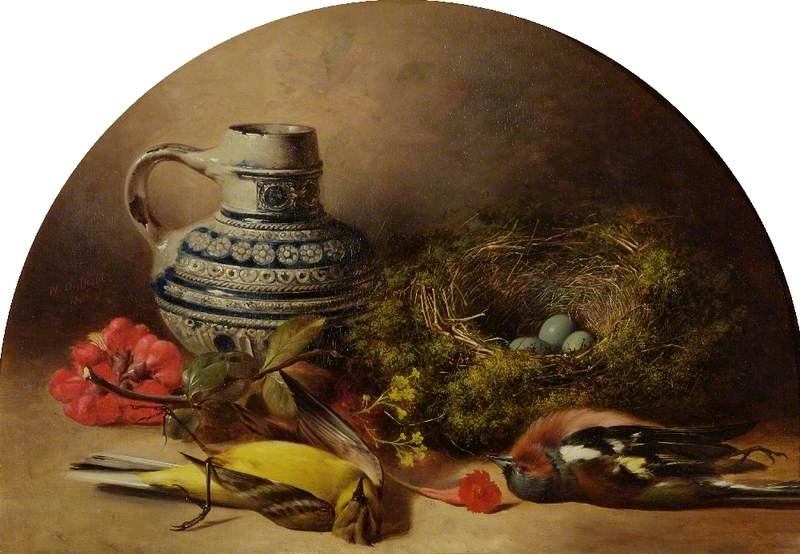 Still Life with Bird's Nest, vintage artwork by William Duffield, A3 (16x12") Poster Print