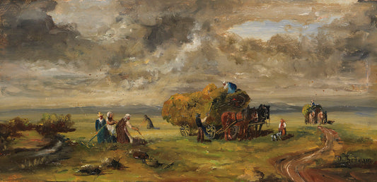Hay Harvesting, vintage artwork by Desire Thomassin-Renardt, 12x8" (A4) Poster