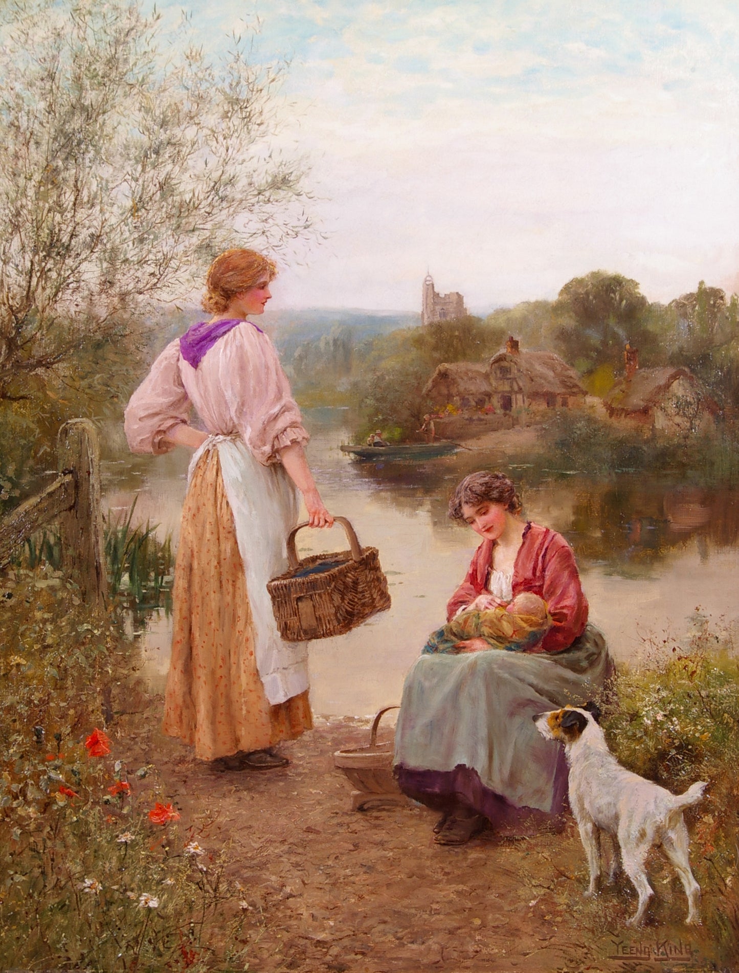 Awaiting for the Ferry, vintage artwork by Henry John Yeend King, 12x8" (A4) Poster