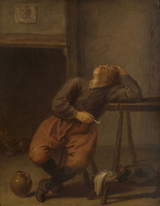 Smoker, vintage artwork by Attributed to Jacob Duck, 12x8" (A4) Poster