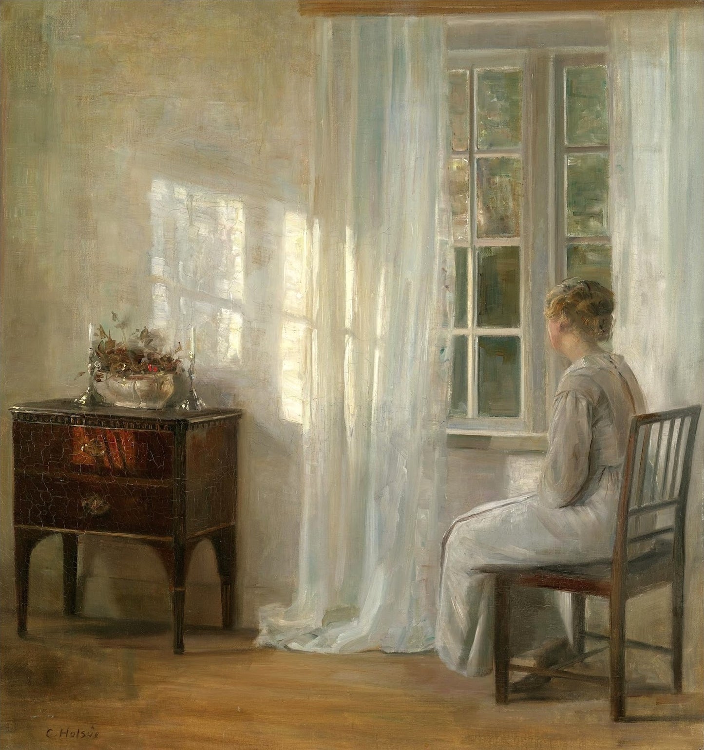 Waiting By The Window by Carl Vilhelm Holsoe,A3(16x12")Poster
