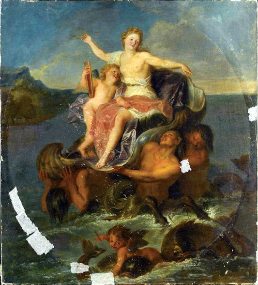 Venus Shipping on the Water, vintage artwork by Antoine Coypel II, 12x8" (A4) Poster