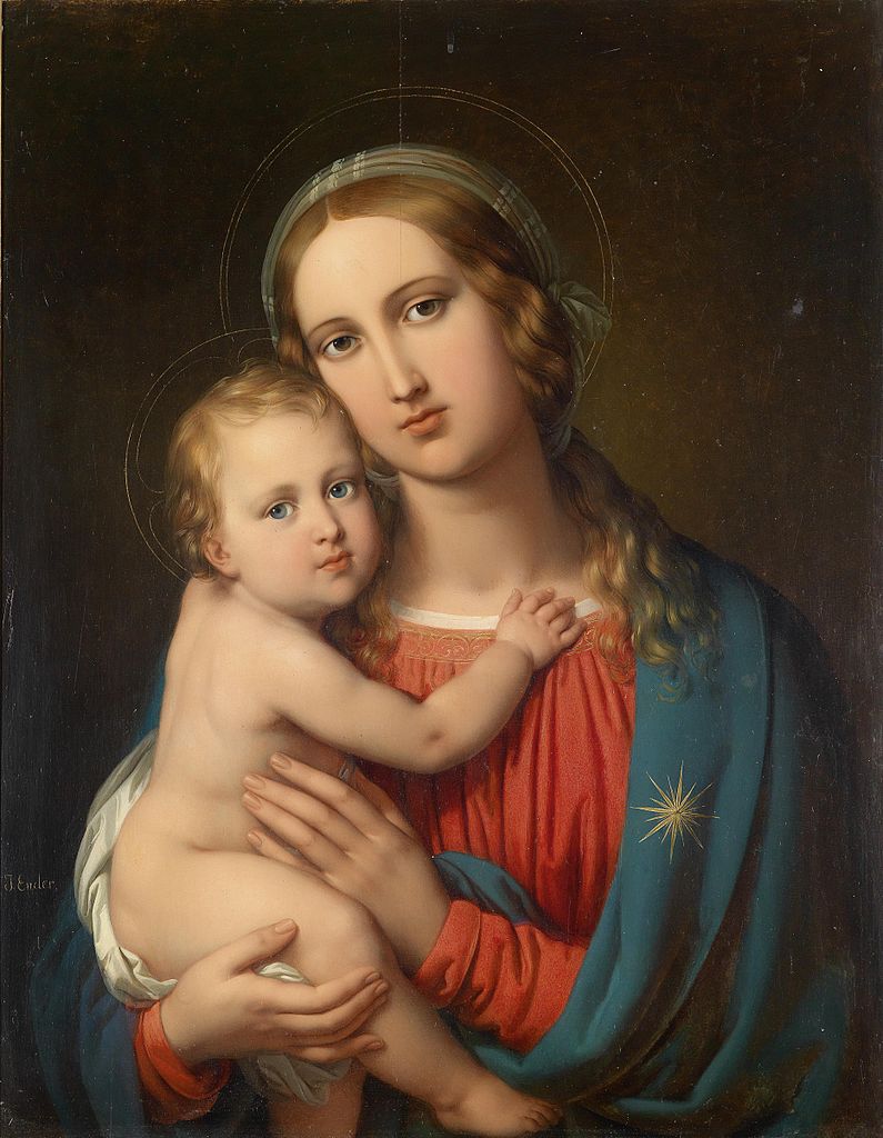 Madonna with Child, vintage artwork by Johann Nepomuk Ender, A3 (16x12") Poster Print